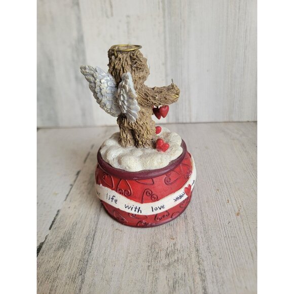 Vintage Valentine AS IS windup music box bear cupid heart home decor - Picture 6 of 11